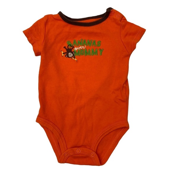 Carter’s Orange Graphic Baby Bodysuit “Bananas Over Mommy” 6M - Picture 2 of 12
